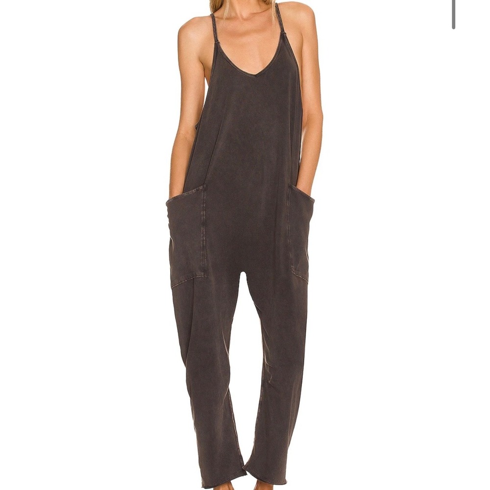 Free People Movement Hot Shot Onesie Washed Black Womens Medium